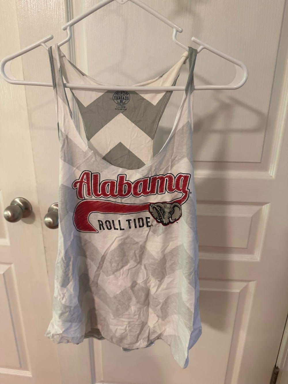 Rivalry Threads White and Gray Chevron Graphic Tank Alabama Crimson Tide